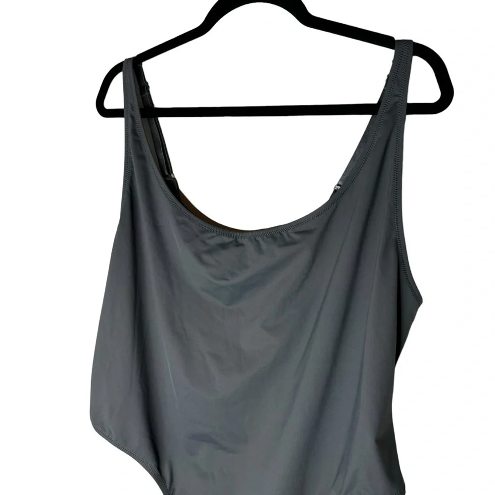 Skims Scoop Neck One Piece Swimsuit in Gunmetal Grey 4X